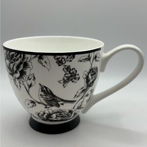 Portobello Inspire Bone China Mug Cup Birds Roses Black White Floral Tea Coffee